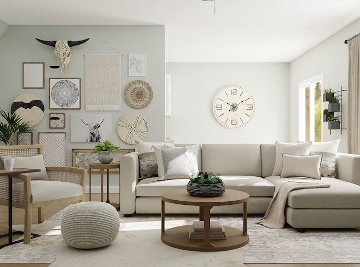 Elegant neutral living room interior design